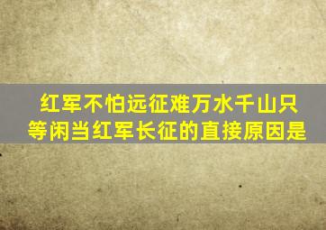 红军不怕远征难万水千山只等闲当红军长征的直接原因是